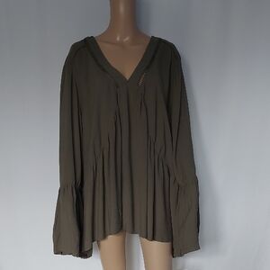 Falls Creek Elegant Olive Green‎ Bell Sleeve  Women's Top Plus Size 3X